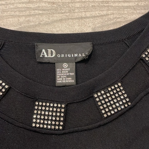 Vintage AD Originals Black 3/4 Sleeve Top with Sequins Detail - Picture 3 of 7